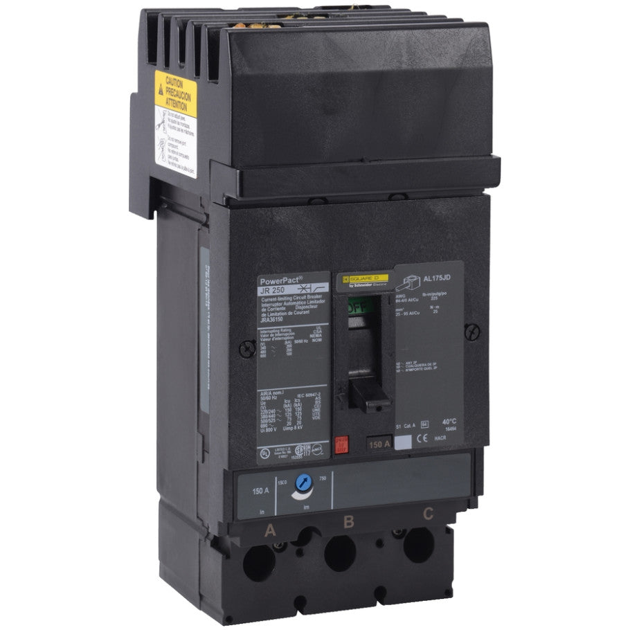 PowerPact J Circuit Breaker, I-Line, Thermal-Magnetic,200A, 3 Pole, 100 kA, 600 Vac, Phase ABC