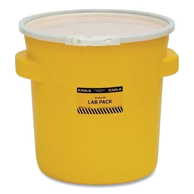 Poly Drum, Lab Pack, Plastic Lever-Lock Lid, Yellow, 20 gal