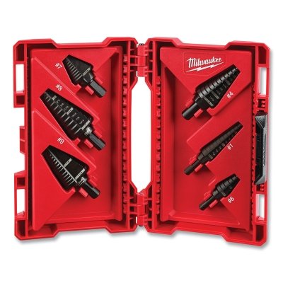 6 Piece Step Drill Bit Set, 1/4 in to 3/8 in dia, High Speed Steel