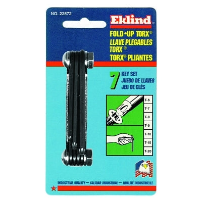 Torx Fold-Up Key Set, T-6 to T-20, Black Oxide
