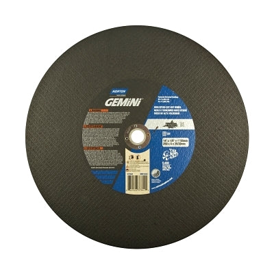 Gemini High-Speed Abrasive Cut-Off Wheel, 14 in dia x 1 in or 20 mm AH, Extra Coarse, 5400 RPM, AO, 10 EA/PK