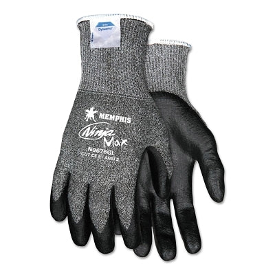Ninja Max Bi-Polymer Coated Palm Gloves, X-Large, Black/Gray