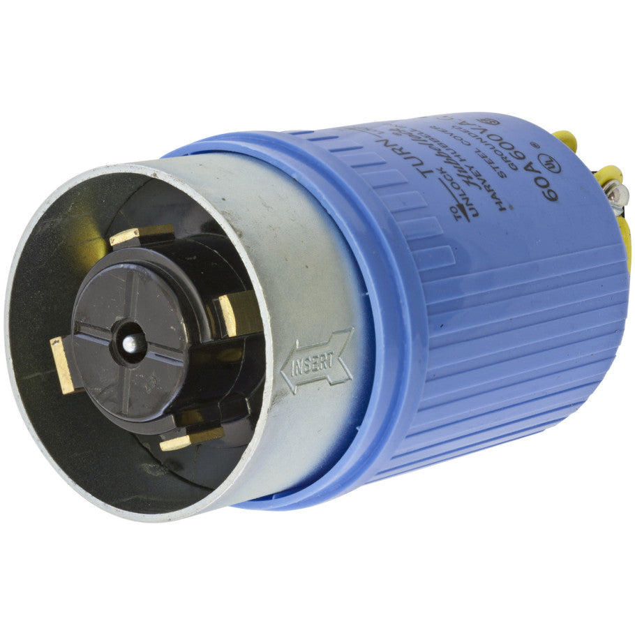 Hubbellock 60A 600V 4P5W-NEMA Plug With Blue Thermoplastic Sleeve