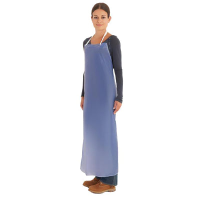 PVC Adjustable Apron, 56-007, 6 mil, 3-Pc 28 in Ties, 33 in W, 44 in L, Blue