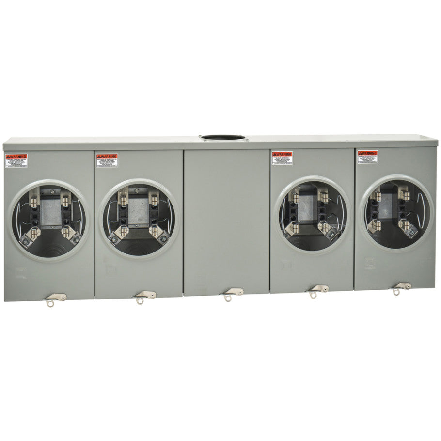 Ringless 200A 600V 1-Phase 4-Position 4-Jaw Horizontal Ganged Meter Sockets Without Bypass or Jaw Release, OH/UG