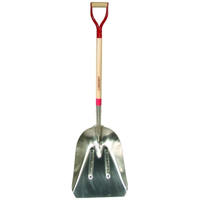 Aluminum Scoops, 19.75 x 15.25 Blade, 36 in White Ash Steel D-Grip