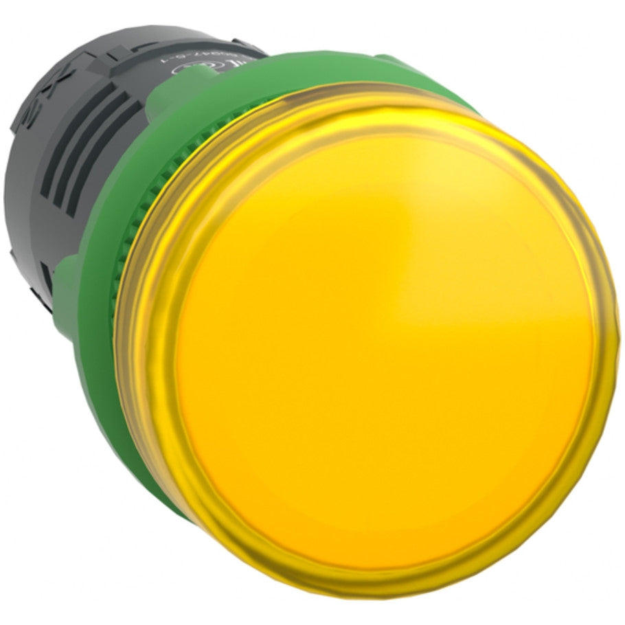 Harmony XB5 Series Monolithic Pilot Light, Plastic, 24V ac/dc, 18A, Round Head, Yellow, 29 H x 29 W x 54 D mm