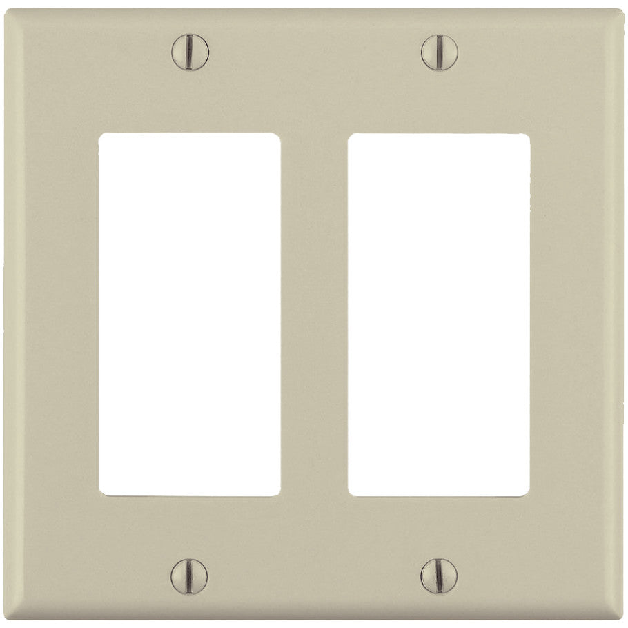 Wall Plate, Decora/GFCI Device, 2-Gang, Device Mount, Ivory Thermoplastic Nylon