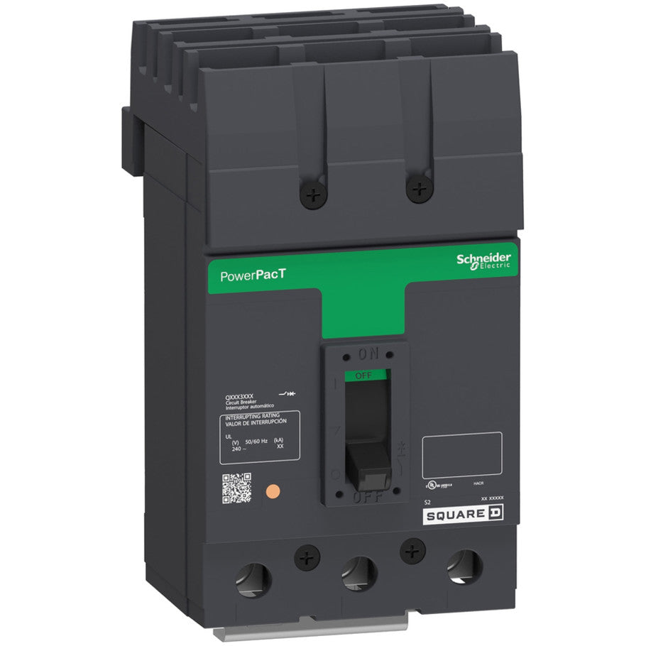 PowerPact Q Circuit Breaker, I-Line, Thermal Magnetic, 90A, 3 Pole, 65 kA 240 Vac, Phase ABC