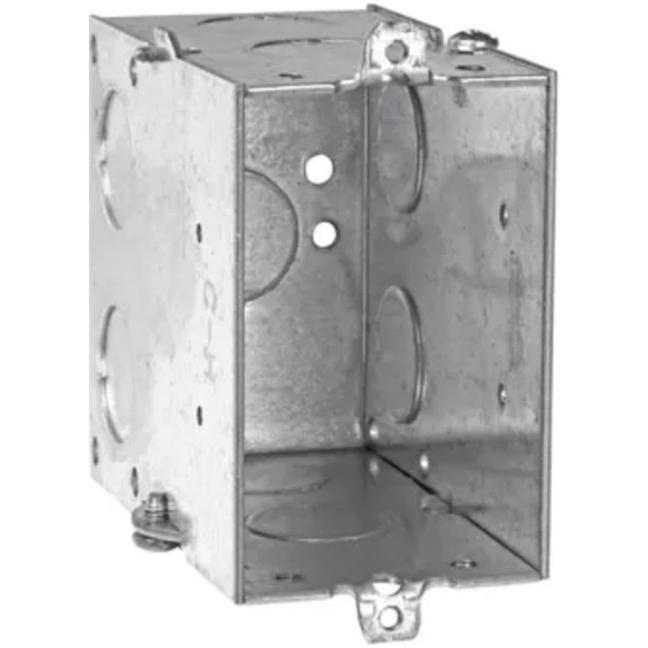 Steel Switch Box, 3x2, Gangable, Conduit, 3-1/2 in. D, (8) 3/4 in. Side KO, (1) 1/2 in. Bottom KO
