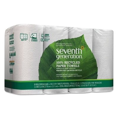 100% Recycled Paper Towel Rolls, 2-Ply, 11 x 5.4 Sheets, 156 Sheets/RL, 8 RL/PK