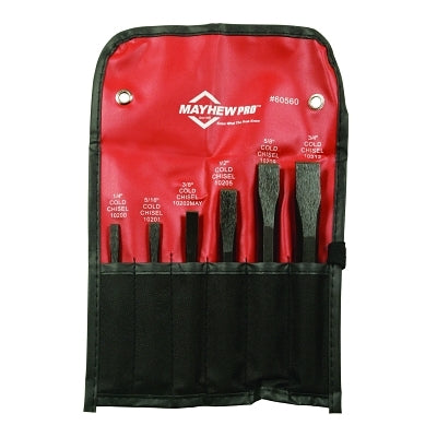 6 Pc. Cold Chisel Kit, Alloy Steel, English, Pouch