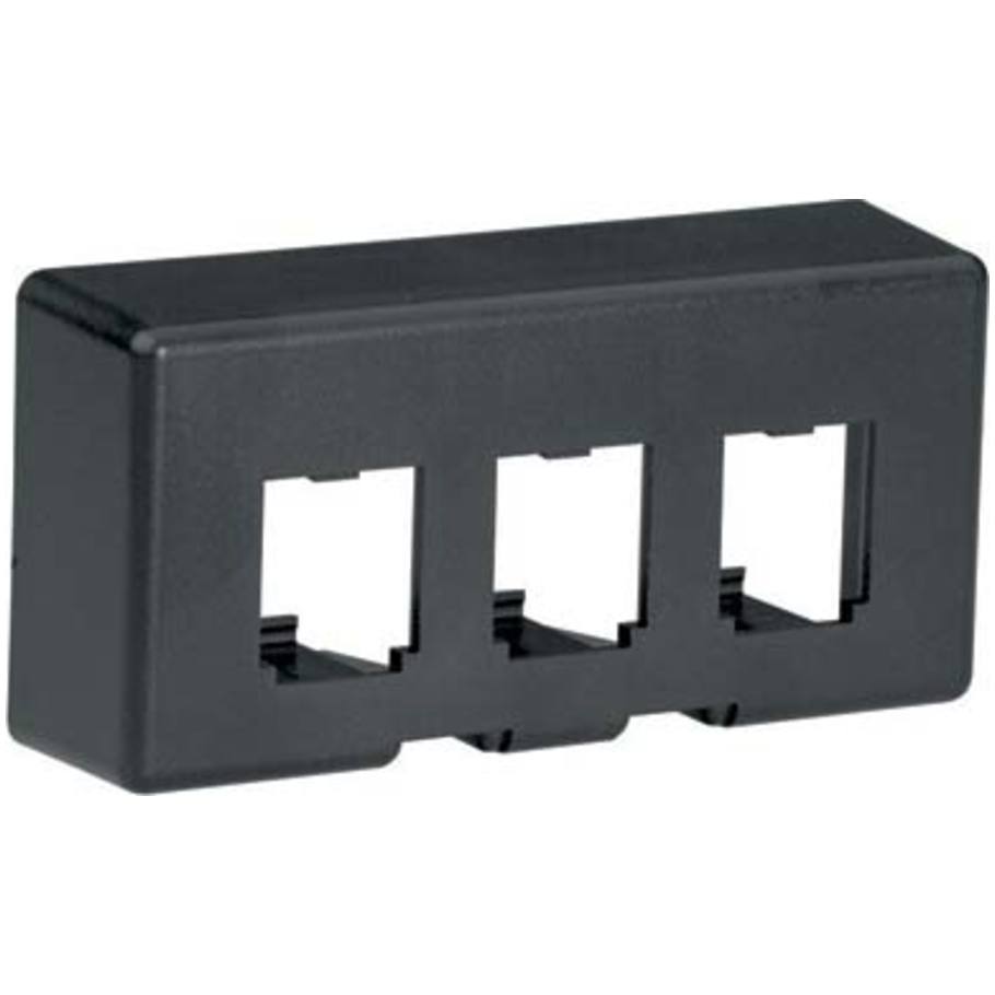 Mini-Com 3-Port Furniture Faceplate, Black