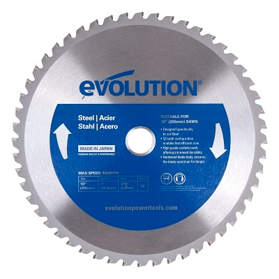 TCT Metal-Cutting Blades, 10 in, 1 in Arbor, 5,200 rpm, 52 Teeth