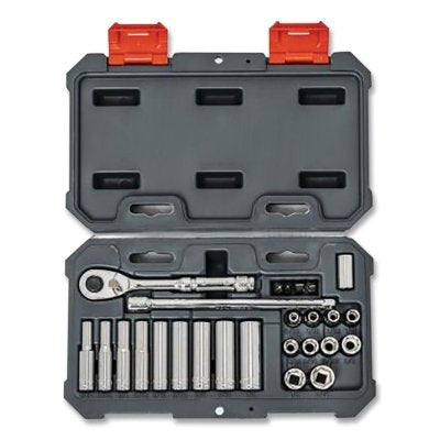 1/4 in Drive 6 Point Mechanics Tool Set, 27 Pc, Standard/Deep Metric, Sockets