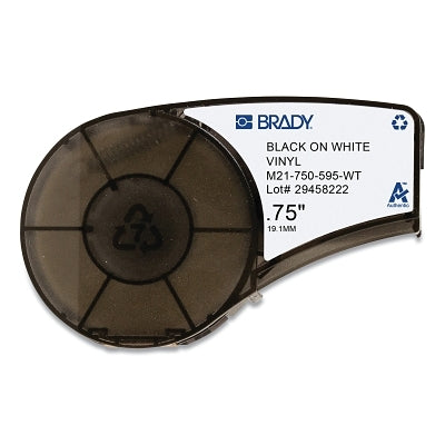 BMP21 Plus Series B-595 All-Weather Viynl Label, 21 ft L x 0.75 in W, Black on White