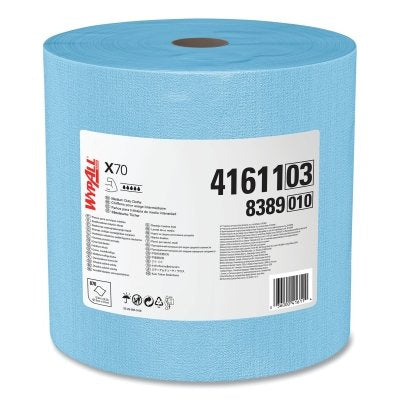 WypAll X70 Cloths, Blue, 13.4 in W x 12.4 in L, 870 Sheets/Roll, 1 RL/RL