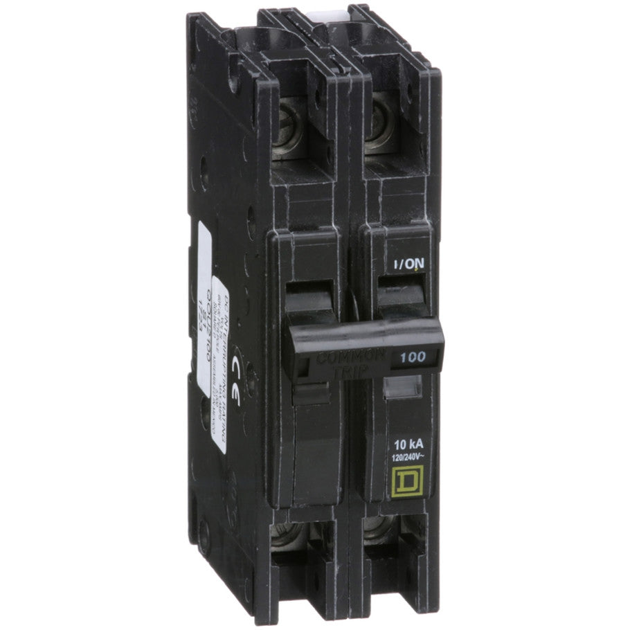 QOU Miniature High Ampere Circuit Breaker, Unit-Mount, 10kA, 120/240 Vac, 2-Pole, 100A