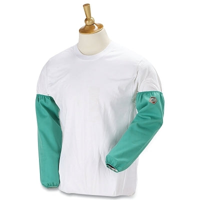 F9 Flame-Resistant Cotton Sleeves, 18 in L, Elastic Biceps/Wrists, One Size Fits Most, Green