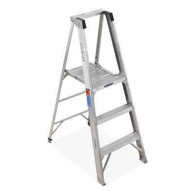 Aluminum Platform Ladder, P373, Type IA, 3 ft L, 9 ft Reach, 23 in W, 300 lb Load Capacity