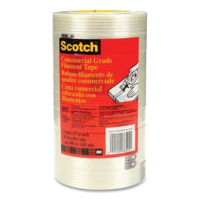 3M 021200-86525 Filament Tape, 897, 0.94 in W, 60 yd L, 5 mil Thick, Clear