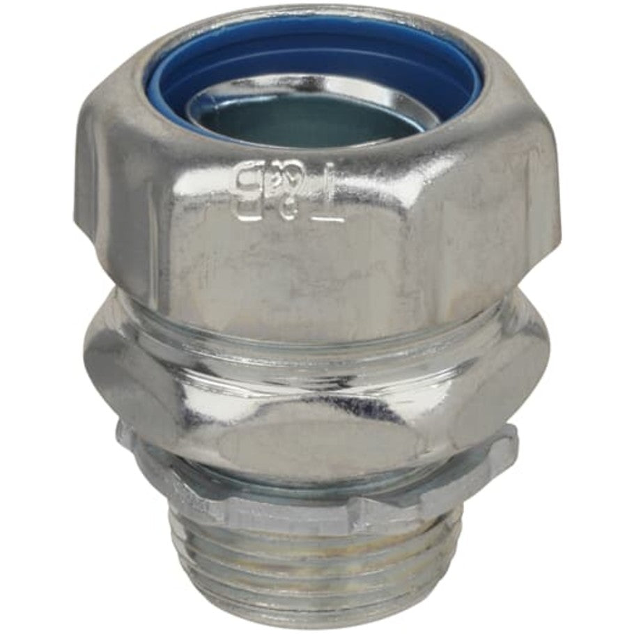 52 Series Liquid Tight Connector, Zinc Electroplated Steel, Flexible Metal Conduit, 1 in.