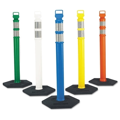 Easy Grab Delineator Posts, 45 in H, Polyethylene, Orange/Silver, 16-1/2 in W, Post Only