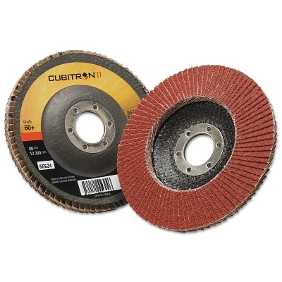 3M 051141-55624 Cubitron II Flap Discs 967A, 4-1/2 in dia x 7/8 in AH, T29, 60+, 13300 RPM