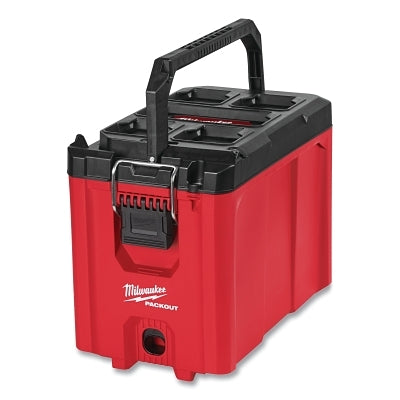 PACKOUT Tool Box, Compact, 75 lb Cap, 9.8 in W x 13 in H x 16.2 in L, Polymer/Metal, Red/Black