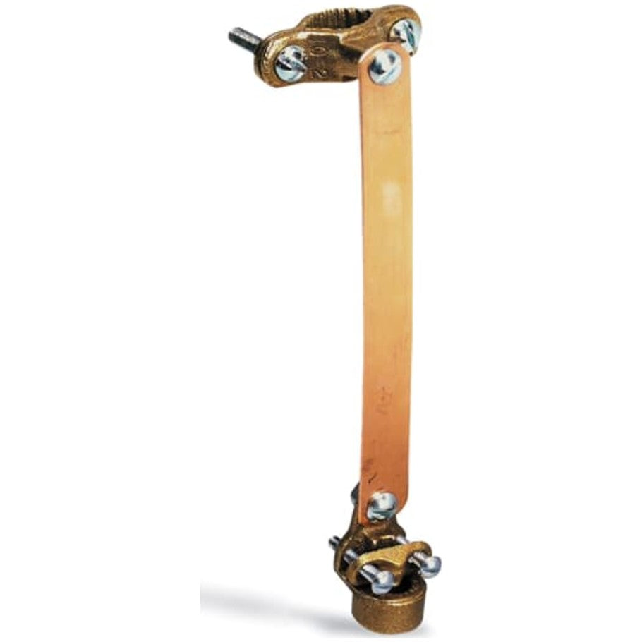 Cast Bronze with Strap Ground Clamp for Wire Range 10 - 2/0, Water Pipe Size 1/2 - 1, Conduit Size 3/4