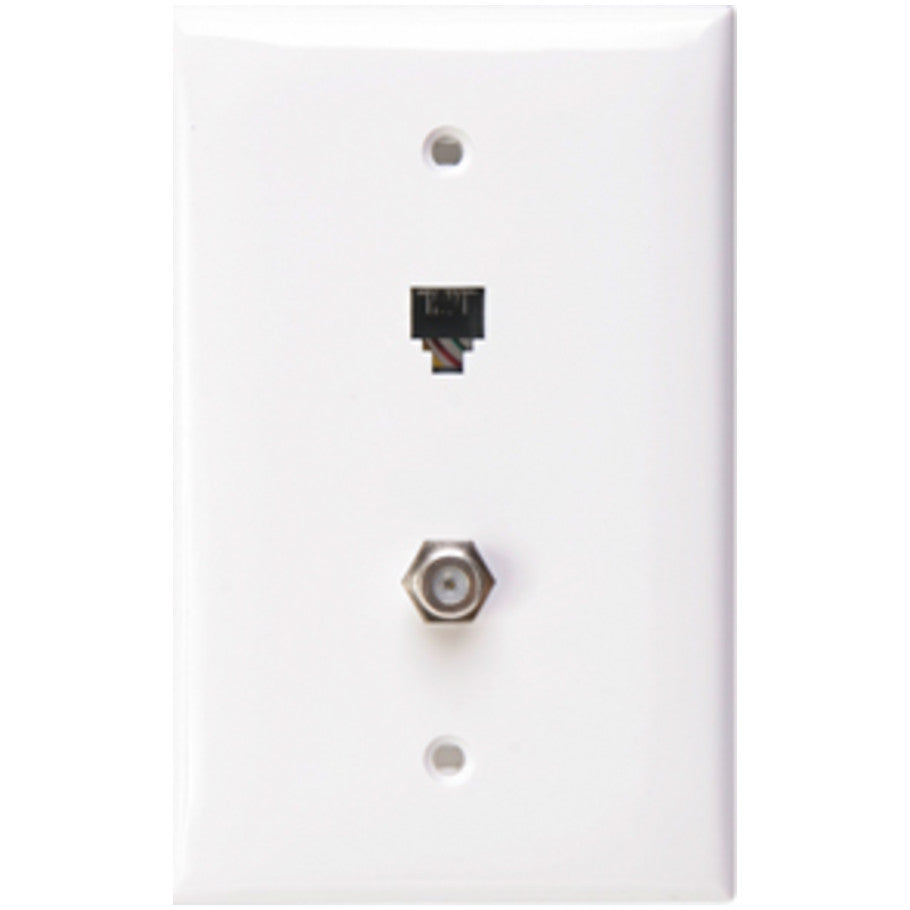 Midway Telephone And Video Wallplate (Nylon), White