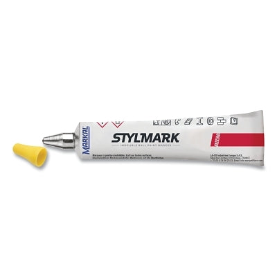 STYLMARK Tube Marker, Yellow, 1/8 in Tip, Metal-Ball Tip