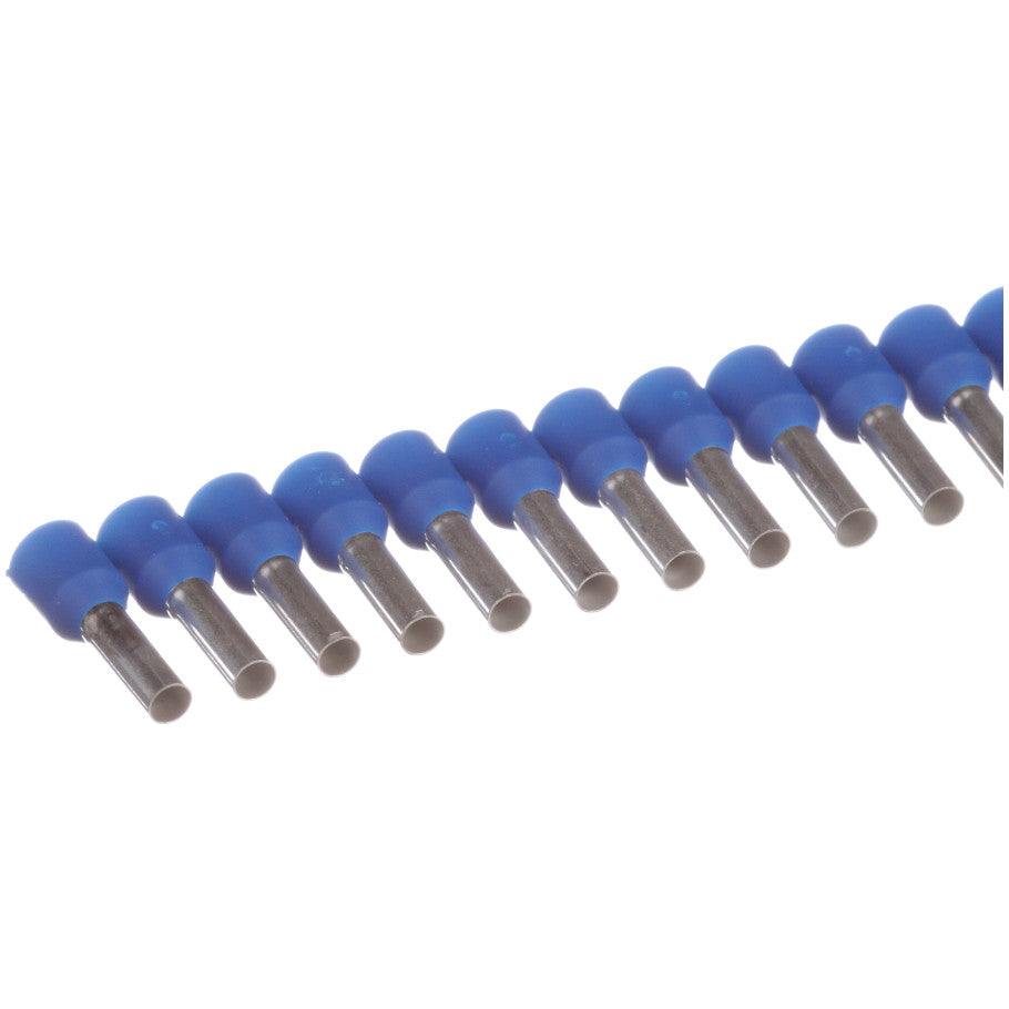 Insulated Ferrule, Copper, 14 AWG, Tin-Plated, 0.31 in. L, 0.15 in. Dia., Polypropylene Insulation, Blue