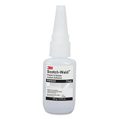 3M 051115-25222 Scotch-Weld Plastic & Rubber Instant Adhesive, PR1500, 0.7 oz, Bottle, Clear