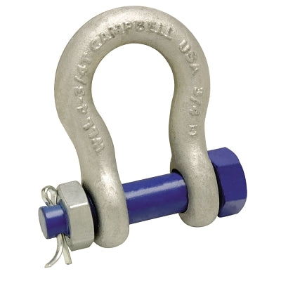 Anchor Shackle, C-999-G, Pin and Bolt, Galvanized, 21/32 in Opening, 3/8 in, 1 ton Working Load Limit