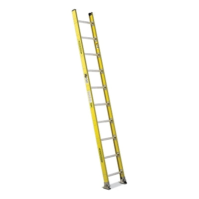 Fiberglass Round Rung Straight Ladder, 7110-1, Type IAA, 10 ft L, 18.063 in W, 375 lb Load Capacity, Yellow