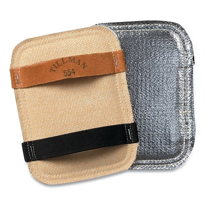 Aluminized Back-Hand Pad, 554 DuPont Kevlar Ceramic Wool, 5-1/2 in W x 7-1/2 in H, Premium Triple Layer, Silver/Tan