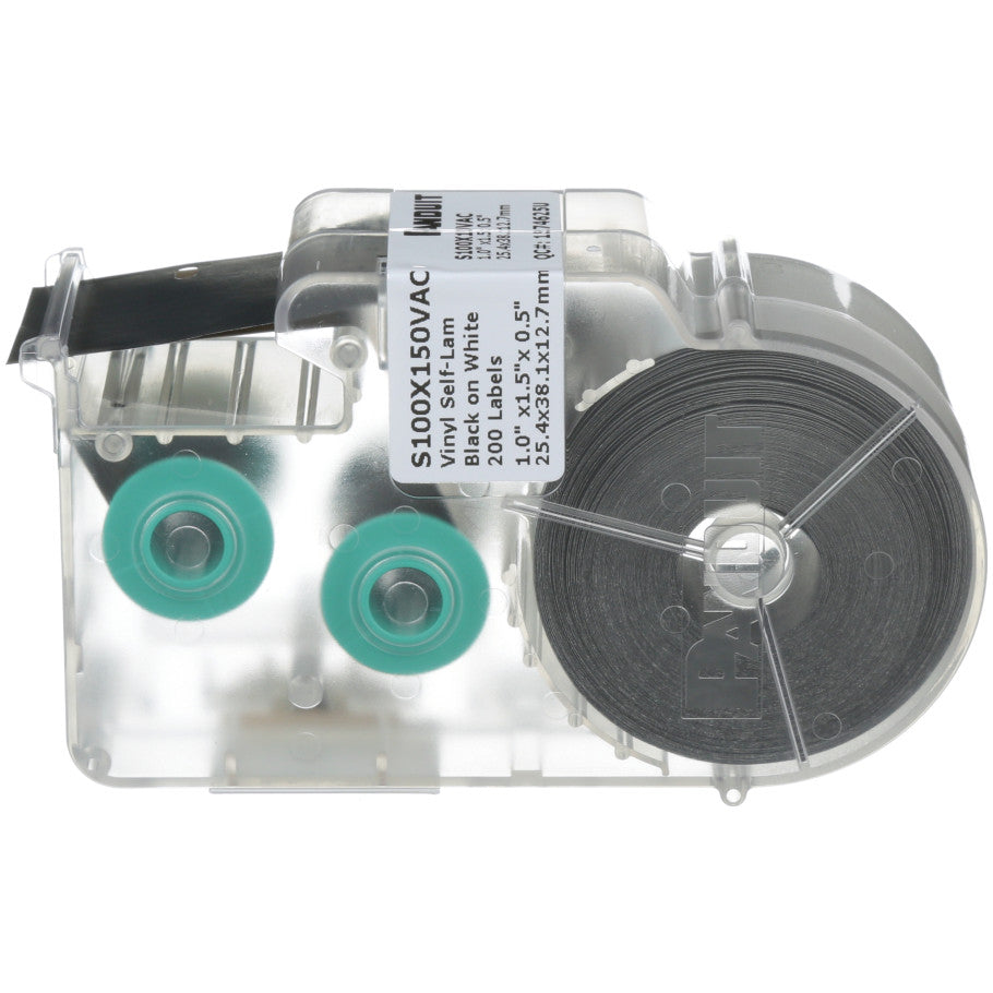 P1 S100X150VAC Self-Lam Cassette, Vinyl, Wh, 200 Lbls, 1.5"x1", 0.5" PO H, PK1