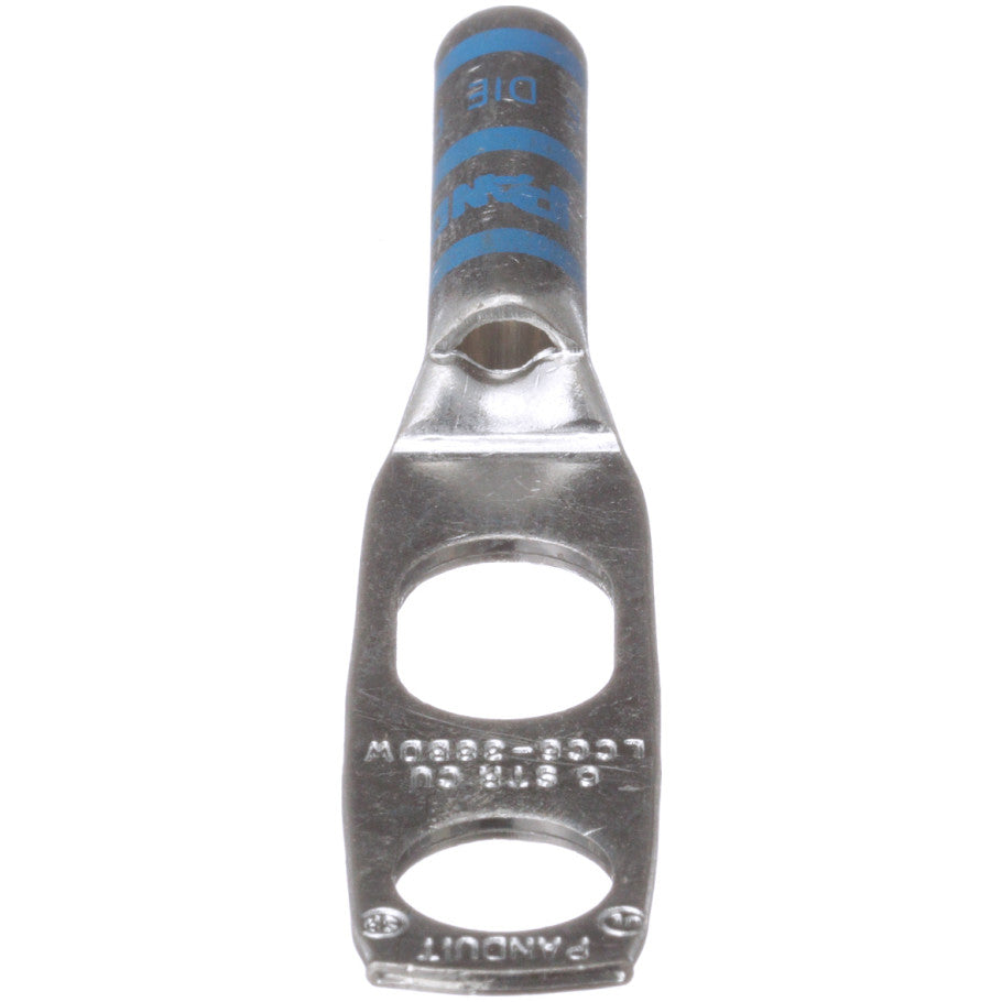 Long Barrel Lug With Inspection Window, 2-Hole, Blue, 6 AWG, 3.08 in.