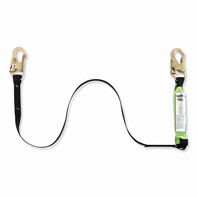 Shock Absorbing Lanyard, 6 ft, Steel Snap Hook, 310 lb, Steel Snap Hook, 1 Leg