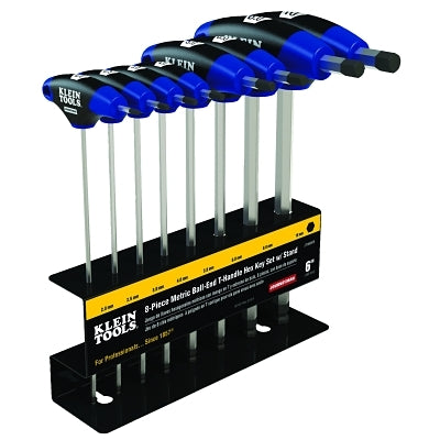 Journeyman T-Handle Ball-Hex Key Set, 8 per set, Ball-End Tip, Metric