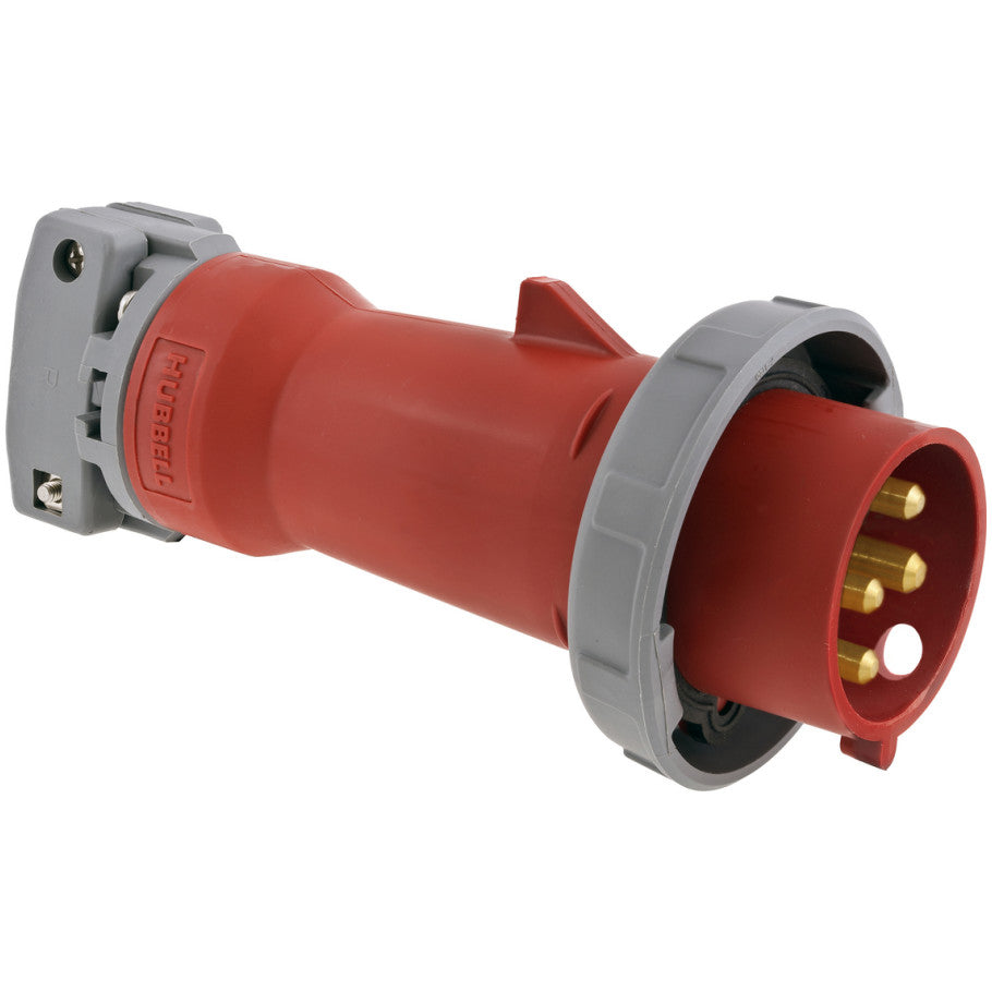 Pin and Sleeve Plug, Watertight, 20A 3-Phase 480V, 3P4W, IEC, Red