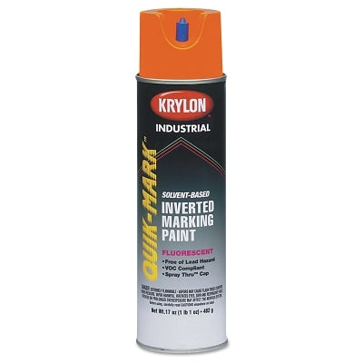 Quik-Mark Solvent-Based Inverted Marking Paint, 17 oz wt, Aerosol Can, Fluorescent Red/Orange
