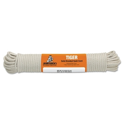 Tiger Sash Cord, 185 lb Capacity, 100 ft, 3/16 in dia, Cotton, White