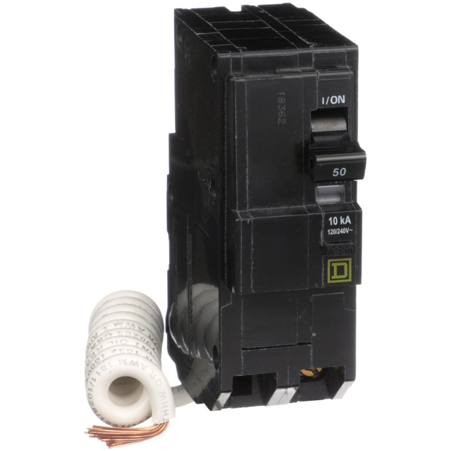 Mini circuit breaker, QO, 50A, 2 pole, 120/240VAC, 10kA, plug in, 30mA grd fault B  TAA
