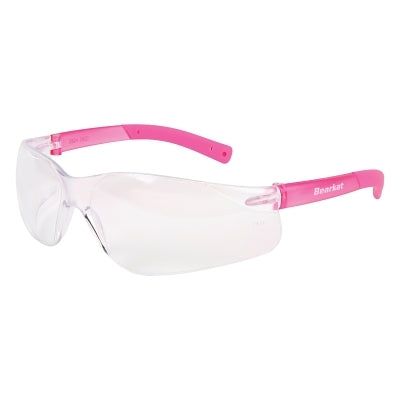 BearKat Safety Glasses, Clear Polycarbonate Lens, Duramass Hard Coat, Pink Temples, Small