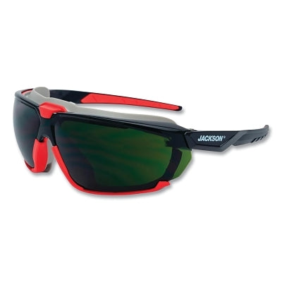 Hyperguard Safety Glasses, 5 IR Lens, Polycarbonate, Anti-Fog, Black Gasketed Frame, Red Temple