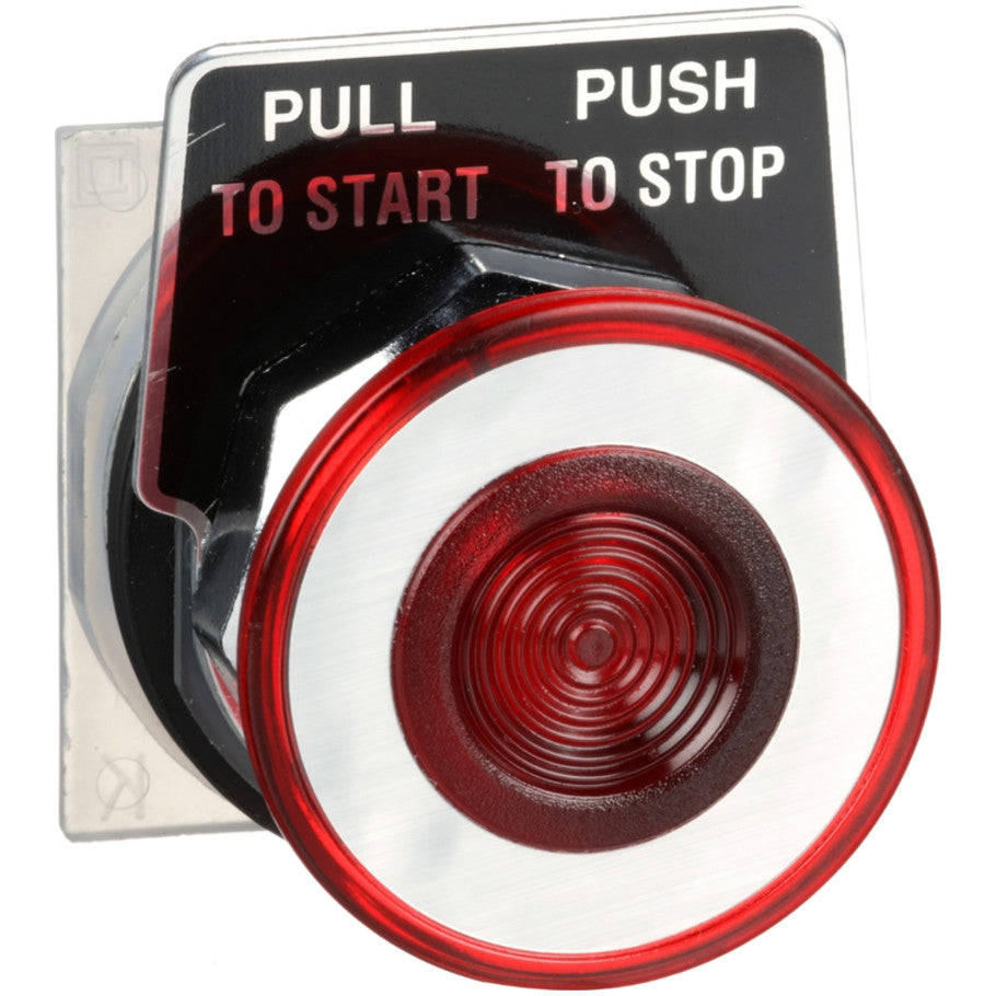 Non-Illuminated 30mm Mushroom Operator, Maintained Push/Pull, 1-5/8 in. Plastic Head, Screw On, 2-Position, Red