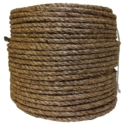 Twisted Manila Rope, 600 ft L, Manila, Natural, 1/2 in dia, 3 Strand