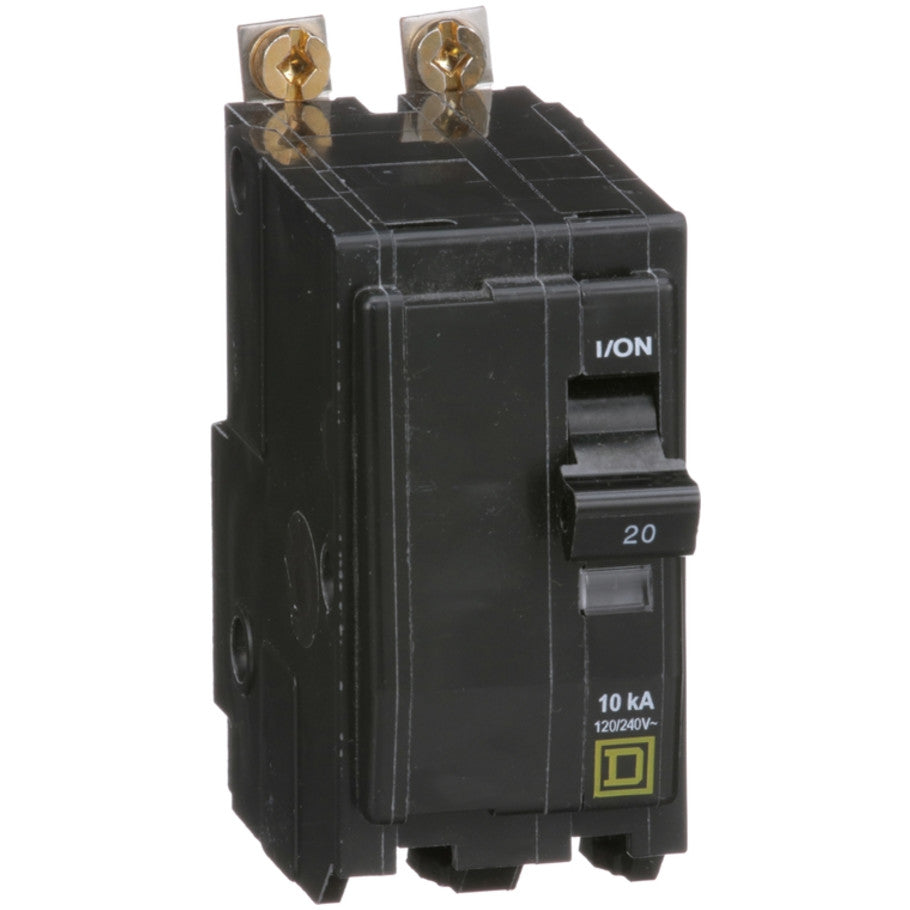 QOB Miniature Circuit Breaker, Bolt On, 2 Pole, 20A, 120/240V, 10kA